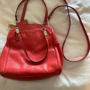 Coach Vibrant Coral Leather Shoulder Bag Madison Minetta No. 1381 27862